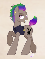 Size: 626x824 | Tagged: safe, artist:lullapiies, imported from derpibooru, oc, earth pony, pony, ear piercing, earring, jewelry, lip piercing, male, piercing, simple background, solo, stallion