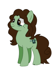 Size: 1240x1754 | Tagged: safe, artist:galactichooves, imported from derpibooru, oc, oc only, oc:ponysona, earth pony, pony, brown mane, colored, freckles, green, ibispaint x, ponysona, simple, simple background, solo, transparent background