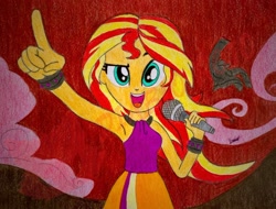 Size: 1882x1429 | Tagged: safe, imported from derpibooru, sunset shimmer, human, equestria girls, looking at you, my little pony equestria girls: rainbow rocks, singing, solo, welcome to the show