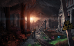 Size: 2268x1417 | Tagged: safe, artist:sylar113, imported from derpibooru, oc, oc only, bear, pony, metro last light, mushroom, mutant, post-apocalyptic, ruins, scene interpretation