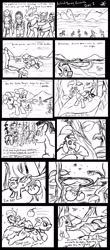 Size: 1500x3407 | Tagged: safe, artist:jberg18, imported from derpibooru, fish, pony, armor, atg 2012, comic, fruit, magic, monochrome