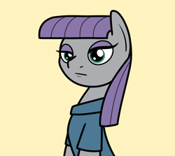 Size: 2048x1829 | Tagged: safe, artist:ewoudcponies, imported from derpibooru, maud pie, earth pony, pony, bust, female, lidded eyes, mare, simple background, solo, yellow background