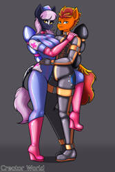 Size: 1500x2250 | Tagged: safe, alternate version, artist:creatorworld, imported from derpibooru, oc, oc only, oc:fireheart(fire), oc:nurse lavender blossom, anthro, bat pony, alternate universe, bat pony oc, bat wings, clothes, fireheart76's latex suit design, gloves, latex, latex gloves, latex suit, prisoners of the moon, rubber, rubber suit, wings