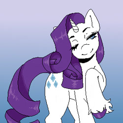 Size: 300x300 | Tagged: safe, artist:snowflake_pone, imported from derpibooru, pony, unicorn, digital art, horn, lidded eyes, one eye closed, pixel art, smiling, unshorn fetlocks, wink