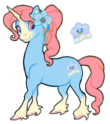 Size: 767x862 | Tagged: safe, artist:asimot2000, imported from derpibooru, pony, unicorn, coat markings, female, flower, flower in hair, horn, mare, smiling, socks (coat markings), solo, unshorn fetlocks