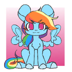 Size: 1024x1024 | Tagged: safe, artist:snowflake_pone, imported from derpibooru, pegasus, pony, :3, big ears, chest fluff, chibi, female, looking at you, mare, smiling, solo, spread wings, wings