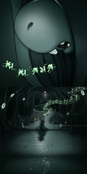 Size: 1500x3000 | Tagged: safe, artist:drxii, imported from derpibooru, oc, oc:ipsywitch, pony, ask, cave, cloak, clothes, dialogue, female, jewelry, shoggoth (h.p. lovecraft), tiara, tumblr