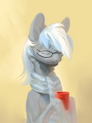 Size: 600x800 | Tagged: safe, artist:yanisfucker, imported from derpibooru, oc, oc only, earth pony, pony, clothes, cup, scarf, solo