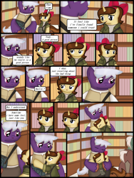 Size: 1750x2333 | Tagged: safe, artist:99999999000, imported from derpibooru, oc, oc only, oc:firearm king, oc:mar baolin, earth pony, unicorn, comic:affection, book, comic, duo, female, horn, hug, male