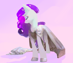 Size: 2631x2280 | Tagged: safe, artist:yanisfucker, imported from derpibooru, rarity, pony, unicorn, abstract background, beautiful, clothes, colored hooves, dress, eyes closed, eyeshadow, female, flower, flower in hair, high res, hooves, horn, makeup, mare, shadow, shoes, slippers, solo