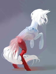 Size: 1900x2500 | Tagged: safe, artist:yanisfucker, imported from derpibooru, oc, oc only, earth pony, pony, abstract background, coat markings, concave belly, female, rearing, solo, thin