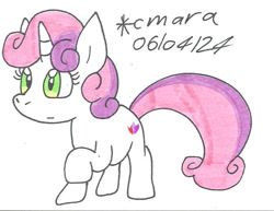 Size: 827x639 | Tagged: safe, artist:cmara, imported from derpibooru, sweetie belle, unicorn, female, filly, foal, horn, solo