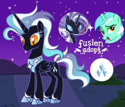 Size: 1280x1099 | Tagged: safe, artist:vi45, imported from derpibooru, lyra heartstrings, nightmare rarity, oc, alicorn, pony, female, fusion, fusion:lyra heartstrings, fusion:nightmare rarity, mare