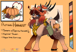 Size: 1750x1200 | Tagged: safe, artist:legendaryshadee, imported from derpibooru, oc, oc:autumn harvest, deer, deer pony, hybrid, original species, female, reference sheet, solo