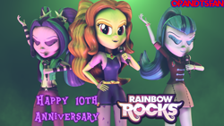 Size: 3840x2160 | Tagged: safe, artist:optimussparkle, imported from derpibooru, adagio dazzle, aria blaze, sonata dusk, human, equestria girls, 3d, microphone, my little pony equestria girls: rainbow rocks, rainbow rocks 10th anniversary, source filmmaker, the dazzlings