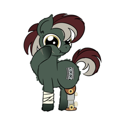 Size: 4608x4608 | Tagged: safe, artist:iamaveryrealperson, derpibooru exclusive, imported from derpibooru, oc, oc only, oc:sylvan opus, earth pony, pony, amputee, bandage, closed mouth, colored, cutie mark, doodle, earth pony oc, eyelashes, gradient hooves, guitar, hoof on cheek, looking at you, multicolored hair, multicolored mane, multicolored tail, musical instrument, nonbinary, nonbinary oc, ponified, prosthetic leg, prosthetic limb, prosthetics, scar, simple background, smiling, solo, standing, tail, transparent background