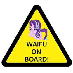 Size: 603x603 | Tagged: safe, artist:marefieber, imported from derpibooru, starlight glimmer, pony, unicorn, bumper sticker, female, hoof to nose, horn, mare, masturbooping, raised hoof, road sign, sign, simple background, solo, text, transparent background, triangle, waifu