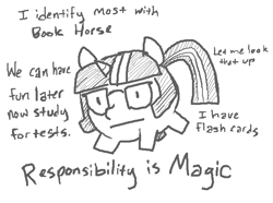 Size: 658x490 | Tagged: safe, artist:planetofjunk, imported from derpibooru, twilight sparkle, hybrid, pig, pig pony, unicorn, bookhorse, chubbie, glasses, horn, monochrome, nerd, old art, pony blob, serious, serious face, solo