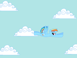 Size: 960x720 | Tagged: safe, artist:lonstecation, imported from derpibooru, rainbow dash, pegasus, pony, awesome, busting, cloud, cloud busting, cool, flying, kicking, simple background, sky