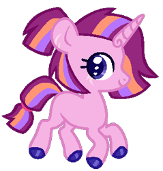 Size: 322x337 | Tagged: safe, artist:ashertales, imported from derpibooru, oc, oc only, pony, unicorn, colored hooves, female, filly, foal, hooves, horn, multicolored hair, offspring, parent:big macintosh, parent:twilight sparkle, parents:twimac, simple background, solo, striped mane, transparent background