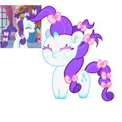 Size: 2048x2048 | Tagged: safe, artist:jianqiangjianqiang379, imported from derpibooru, rarity, pony, unicorn, chibi, eyes closed, female, hair ribbon, horn, mare, reference used, ribbon, simple background, solo, white background