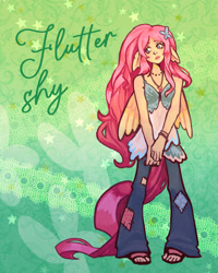 Size: 1638x2048 | Tagged: safe, artist:corstella, imported from derpibooru, fluttershy, anthro, pegasus, plantigrade anthro, female, solo