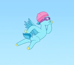 Size: 434x379 | Tagged: safe, imported from derpibooru, screencap, pegasus, pony, cropped, dumpster diving, g5, goggles, midair, my little pony: tell your tale, pose, solo