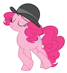 Size: 2750x3000 | Tagged: safe, artist:originalcanadian, imported from derpibooru, pinkie pie, earth pony, mmmystery on the friendship express, bowler hat, eyes closed, hat, simple background, solo, transparent background, watson