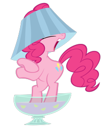 Size: 2500x3000 | Tagged: safe, artist:originalcanadian, imported from derpibooru, pinkie pie, earth pony, pony, drink, female, hat, lampshade, lampshade hat, punch, punch (drink), punch bowl