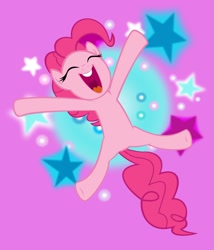 Size: 1200x1400 | Tagged: safe, artist:originalcanadian, imported from derpibooru, pinkie pie, earth pony, eyes closed, female, happy, jumping, open mouth, solo, stars