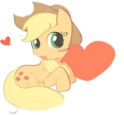 Size: 680x632 | Tagged: source needed, safe, artist:bonnboncakez, imported from derpibooru, applejack, earth pony, pony, cute, heart, jackabetes, solo