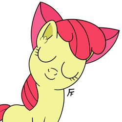 Size: 2730x2715 | Tagged: safe, artist:frownfactory, imported from derpibooru, apple bloom, earth pony, adorabloom, apple bloom's bow, bow, cute, eyes closed, female, filly, foal, hair bow, solo