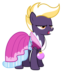 Size: 5881x6625 | Tagged: safe, artist:estories, imported from derpibooru, oc, oc only, oc:wildheart, earth pony, pony, absurd resolution, christmas ball, clothes, dress, female, mare, simple background, solo, transparent background, unamused, vector