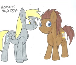 Size: 1313x1130 | Tagged: safe, artist:cmara, imported from derpibooru, derpy hooves, doctor whooves, time turner, duo, duo male and female, female, male, simple background, white background