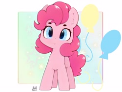 Size: 4000x3000 | Tagged: safe, artist:zokkili, imported from derpibooru, pinkie pie, earth pony, pony, cutie mark, female, looking at you, signature, solo, stars