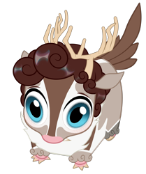 Size: 3186x3812 | Tagged: safe, artist:rrd-artist, imported from derpibooru, oc, oc only, oc:fluffy peryton, deer, deer pony, original species, peryton, antlers, big eyes, blue eyes, claws, cloven hooves, commission, curly mane, cute, fangs, feather, lying down, male, ponyloaf, prone, simple background, solo, stare, transparent background, ych result