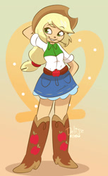 Size: 828x1353 | Tagged: safe, artist:delijz, imported from derpibooru, applejack, equestria girls, solo