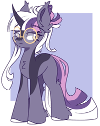 Size: 926x1156 | Tagged: safe, artist:cinnamontee, imported from derpibooru, twilight sparkle, unicorn, alternate design, chest fluff, ear fluff, female, glasses, hoof fluff, horn, mare, passepartout, solo, unicorn twilight