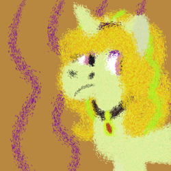 Size: 1024x1024 | Tagged: safe, artist:mintwhistle, imported from derpibooru, adagio dazzle, pony, unicorn, equestria girls, abstract background, equestria girls ponified, eyeshadow, female, frown, horn, impressionism, jewelry, krita, looking back, makeup, mare, modern art, necklace, ponified, purple eyeshadow, rainbow rocks 10th anniversary, ruby, solo, stylized, unicorn adagio dazzle