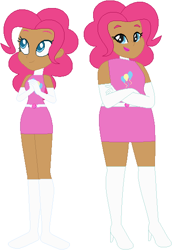 Size: 384x559 | Tagged: safe, artist:sturk-fontaine, imported from derpibooru, pinkie pie, human, equestria girls, base used, chubby, geode of sugar bombs, human coloration, magical geodes, simple background, superhero, two versions, white background