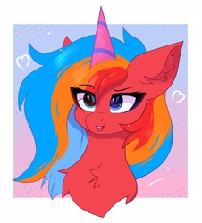 Size: 1848x2048 | Tagged: safe, artist:gaffy, imported from derpibooru, oc, oc only, oc:gaffy, pegasus, birthday, bust, chest fluff, ear fluff, hat, heterochromia, multicolored hair, party hat, pegasus oc, simple background, wings