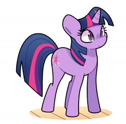 Size: 1854x1817 | Tagged: safe, artist:kindakismet, imported from derpibooru, twilight sparkle, pony, unicorn, simple background, smiling, solo, unicorn twilight, white background