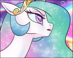 Size: 650x519 | Tagged: safe, artist:pencils, imported from derpibooru, princess celestia, alicorn, friendship is magic, beautiful, crown, eyelashes, fanart, flowing hair, flowing mane, jewelry, lips, regalia