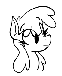 Size: 764x927 | Tagged: safe, artist:anontheanon, imported from ponybooru, berry punch, berryshine, earth pony, pony, black and white, bust, eye clipping through hair, eyebrows visible through hair, female, grayscale, mare, monochrome, simple background, solo, white background