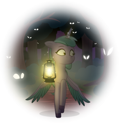 Size: 1624x1673 | Tagged: safe, artist:equestriaexploration, imported from derpibooru, pony, forest, g5, lantern, nature, night, shiny sparks, solo, tree