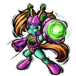 Size: 3600x3600 | Tagged: safe, artist:thescornfulreptilian, imported from derpibooru, oc, oc only, oc:goldheart, pony, robot, robot pony, arm cannon, clothes, commission, helmet, leotard, simple background, solo, transparent background, weapon