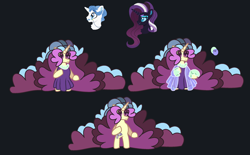 Size: 2768x1716 | Tagged: safe, artist:box-of-ideas, imported from derpibooru, fancypants, nightmare rarity, rarity, oc, anthro, pony, unguligrade anthro, unicorn, arm hooves, base used, black background, clothes, colored sclera, commission, dress, female, horn, male, mare, offspring, parent:fancypants, parent:rarity, parents:raripants, raripants, see-through, shipping, simple background, stallion, straight