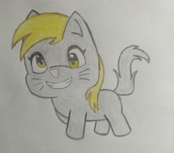 Size: 2785x2450 | Tagged: safe, artist:tom artista, imported from derpibooru, derpy hooves, cat, animal, animal in mlp form, catified, cute, drawing, female, looking at you, simple background, smiling, smiling at you, solo, species swap, walking