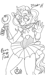 Size: 716x1200 | Tagged: safe, alternate version, artist:sepiakeys, imported from derpibooru, oc, oc:blue giggles, anthro, crossdressing, monochrome, sailor moon (series), sailor senshi, solo