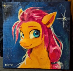 Size: 2268x2220 | Tagged: safe, artist:imalou, imported from derpibooru, sunny starscout, earth pony, pony, bust, g5, portrait, smiling, solo, traditional art